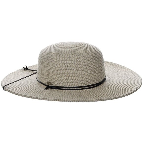 SCALA Women's "CLEO" Fine Braid Raffia Round Crown w/ 4” Brim & Chin Cord - Picture 4 of 5